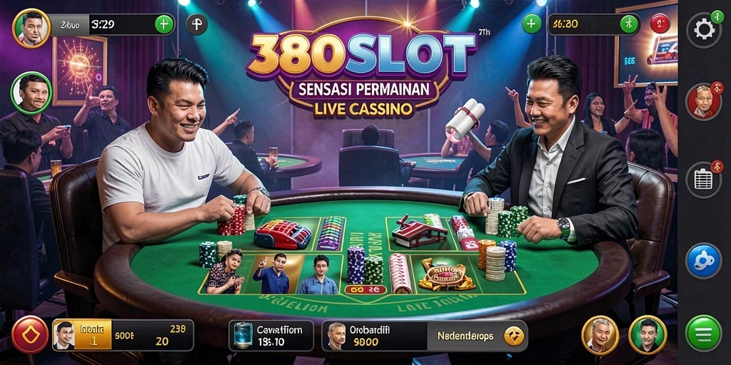 Gameplay mendebarkan di 380SLOT dengan dealer langsung dan suasana kasino.