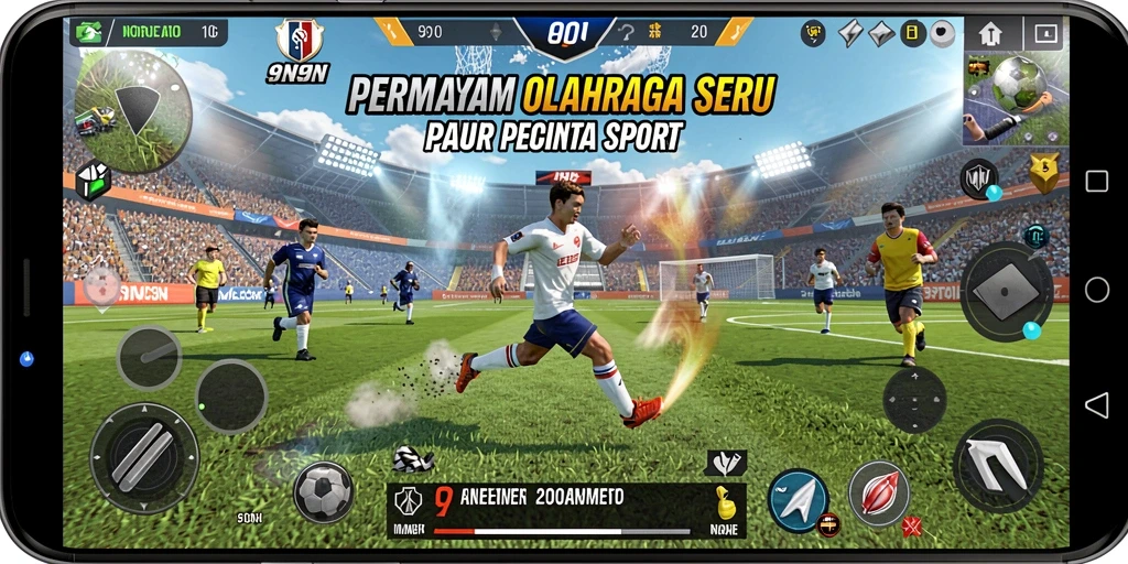 Tampilan gameplay menarik dalam 9N9N dengan aksi olahraga yang intens.
