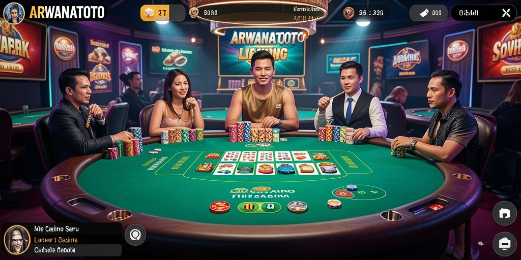 Screenshot tampilan gameplay Live Casino ARWANATOTO yang mendebarkan.