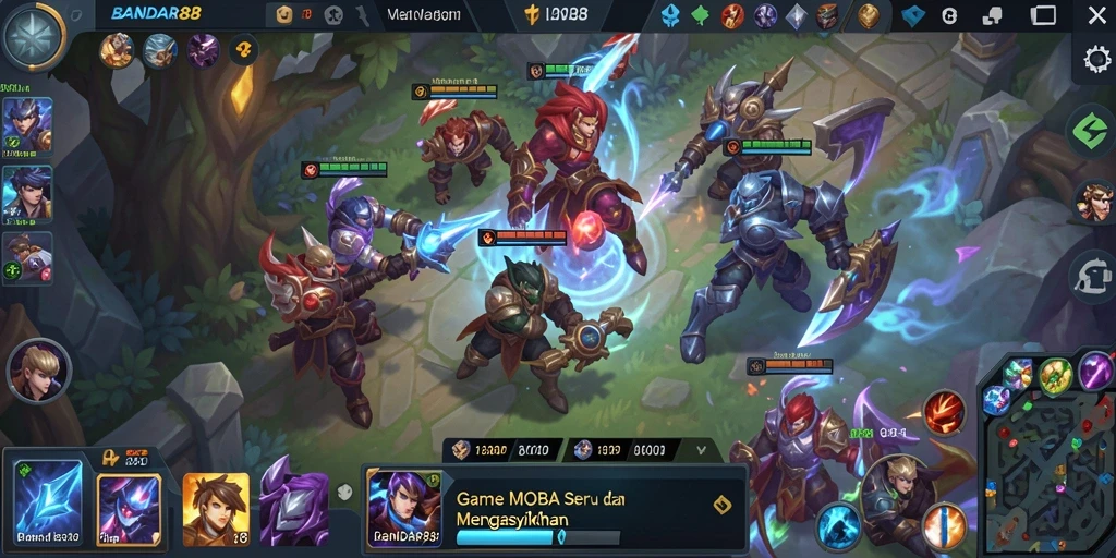 Tangkapan layar gameplay seru dalam BANDAR88 yang menunjukkan aksi MOBA.