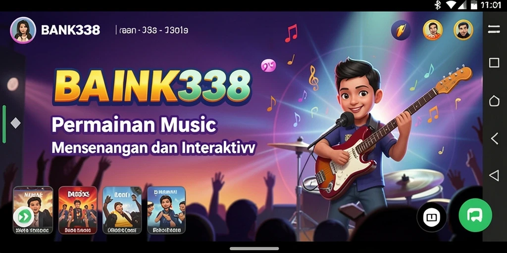 Tampilan gameplay menakjubkan dari BANK338 yang penuh dengan musik.