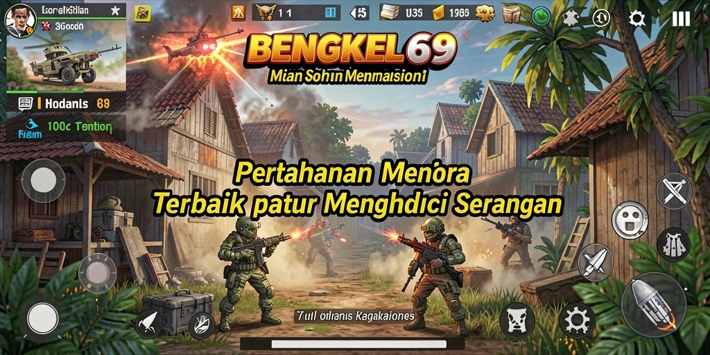 Screenshot BENGKEL69 menampilkan aksi seru dalam pertahanan menara.