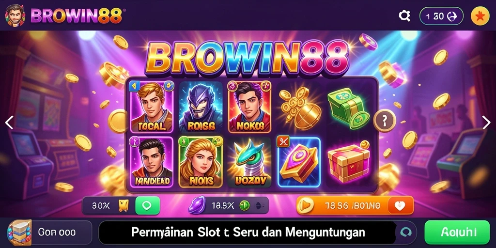 Tampilan gameplay BROWIN88 dengan berbagai tema slot yang menarik.
