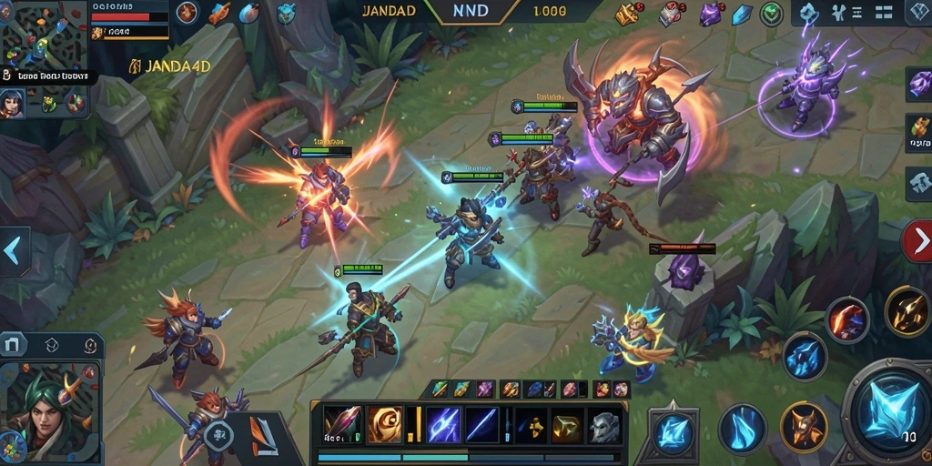 Tangkapan layar menampilkan aksi dinamis dalam game MOBA.