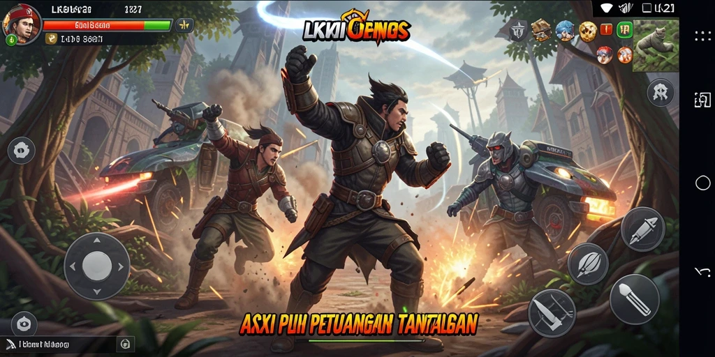 Tampilan gameplay seru di LK21 dengan pertempuran intens.