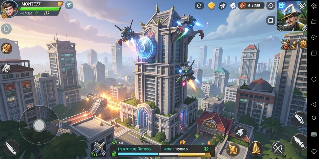 Gameplay MONTE77 menampilkan pertahanan menara yang strategis dan menegangkan.