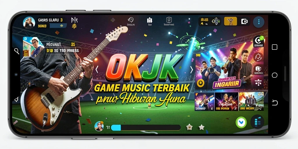 Screenshot gameplay OKJK yang menampilkan interaksi dengan musik.