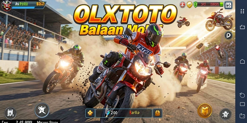 Screenshot gameplay <strong>OLXTOTO</strong> menampilkan balapan motor yang memukau dan mendebarkan.