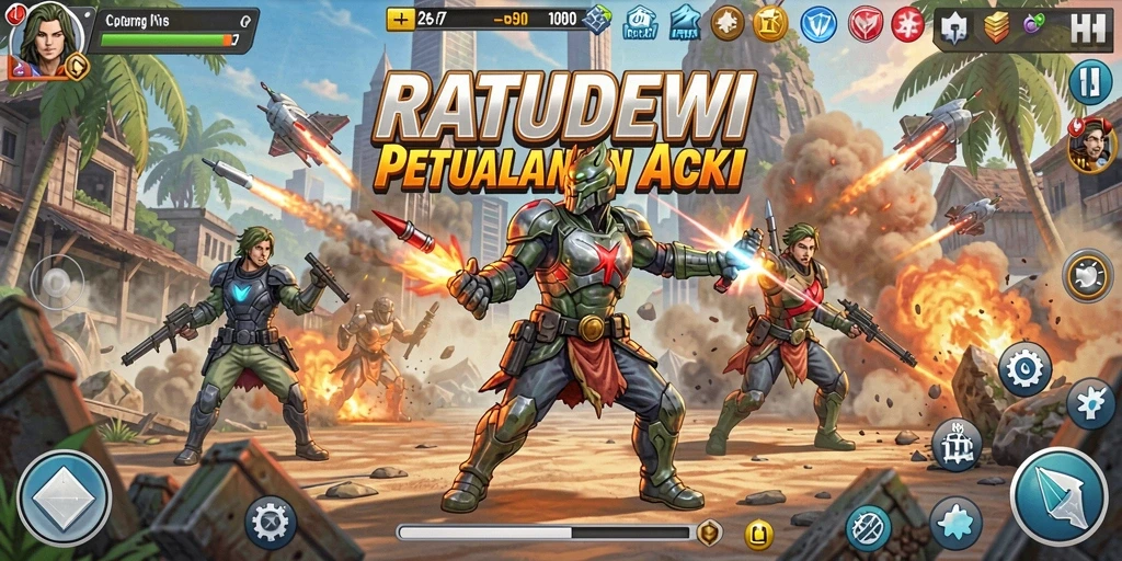 Tampilan aksi menegangkan dalam gameplay RATUDEWI yang memukau.