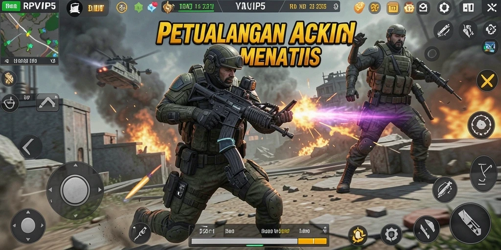 Tangkapan layar RPVIP5 menunjukkan pertarungan seru dalam dunia ARPG.