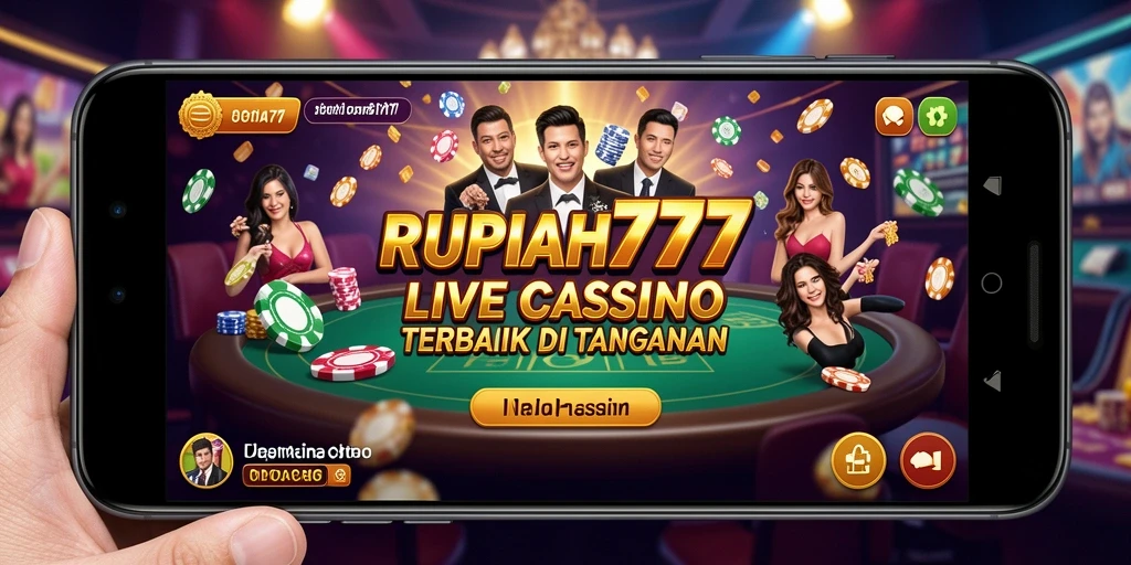 Tampilan screenshot RUPIAH777 menunjukkan dealer live dan permainan kasino yang seru.