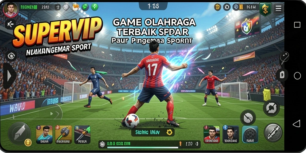 Tangkapan layar gameplay SUPERVIP menampilkan aksi olahraga yang seru dan mendebarkan.