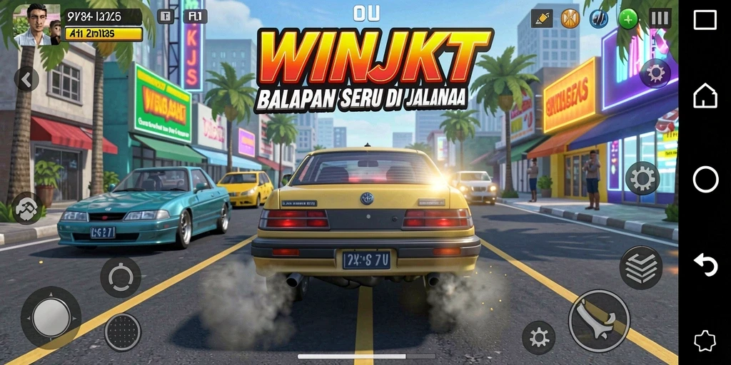 Tampilan gameplay seru dalam balapan yang mendebarkan.